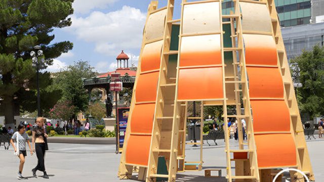 Captivating Curved Designs: Modern Plywood Pavilion Wallpapers