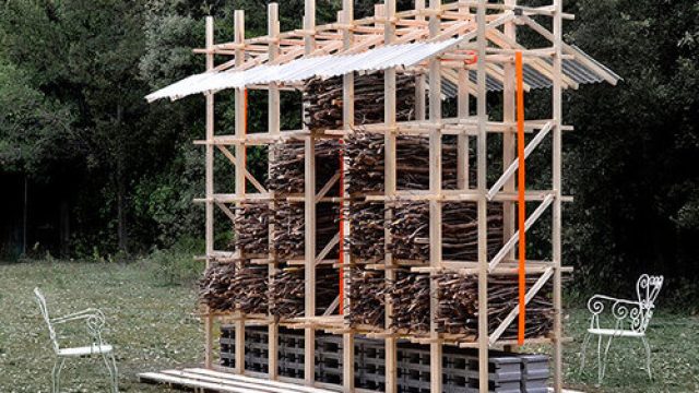Photography: m²ft architects stacks woodland branches into modular biodiversity