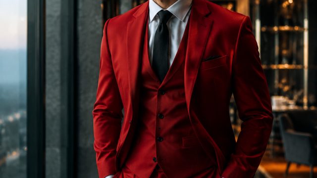 Bold Elegance: Red Suits as Iconic Wallpaper Inspirations