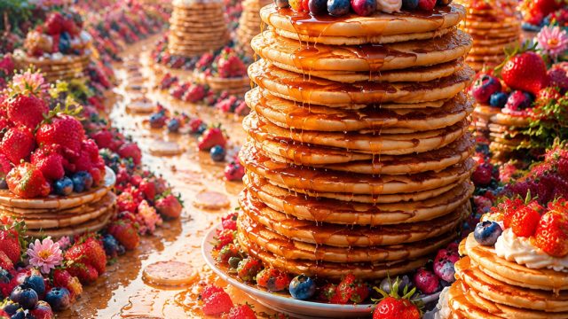 Whimsical Pancake Wonderland: A Visual Feast for Your Screen