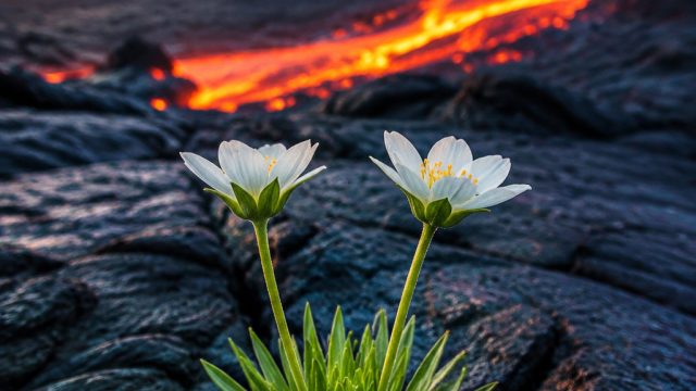 Captivating Heat: Nature's Resilience in Stunning Wallpaper Art