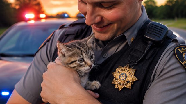 Photography: State Trooper Adopts Kitten Rescued From Roadside - GodTube.com